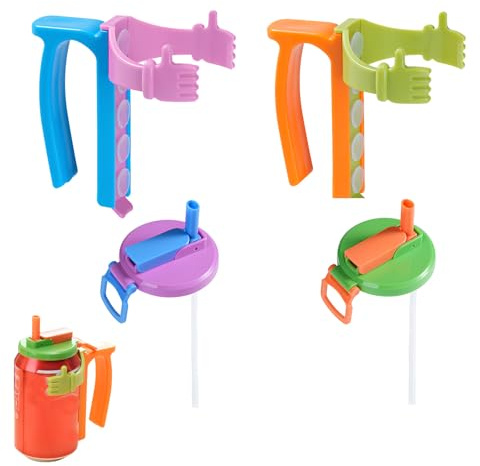 4 Pack Soda Can Lids with Straws and Rack, Reusable Fizzy Drink Can Lids, Soda Can Covers for Standard Soda, Beer and Juice Cans