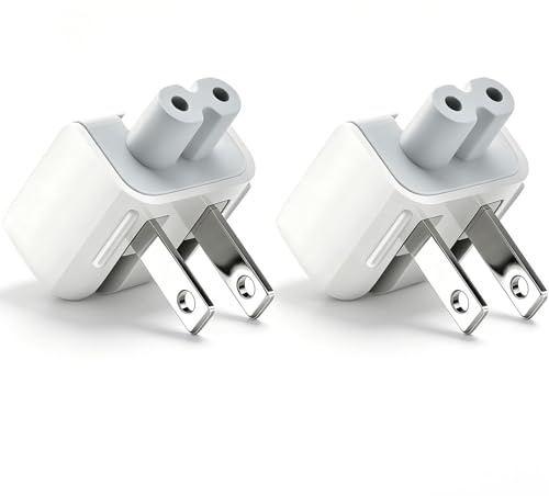 AmiCera 2 Stücke AC Adapter Reiseladegerät Konverter US Duck Head Stecker, AC Adapter Netzteil US Stecker, Ersatzstecker für iPod, MacBook, Ladegerät Konverter Ersatzanschluss