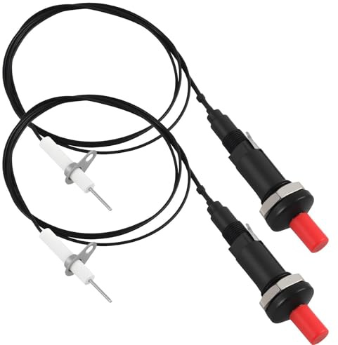 Nexaflow Encendedor Piezoeléctrico Lote de 2, Encendido por Chispa con Botón y Cable de 1 m, Generador de Chispa Resistente al Calor en ABS para Barbacoa de Gas, Calentadores y Aparatos de Gas