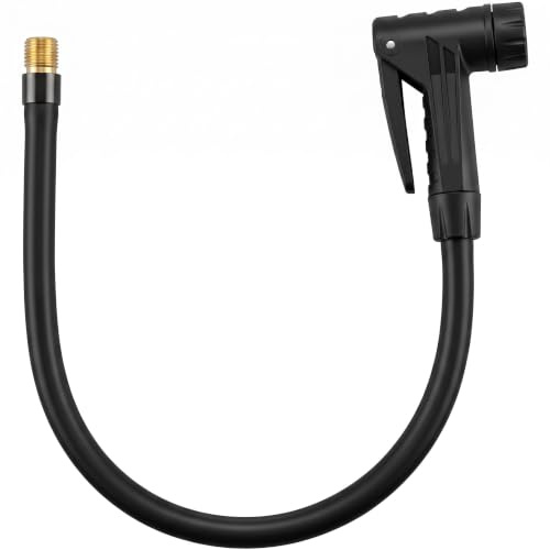 Xevtrak Embout Gonfleur Pneus Voiture, Embout Pompe Vélo en Caoutchouc Souple de 50cm, Tuyau de Rallonge Pompe à Air avec Valve à Dégagement Rapide, Adaptateur Schrader pour Trottinette Moto Auto