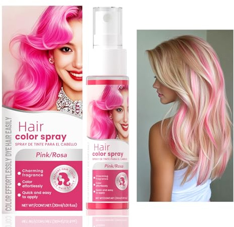 Pinke Haarfarbe Temporäres Spray, Haarfarbe Pink Auswaschbar, Farbiges Hair Color, Instant Pink Hair Dye, Haar Colorationen für Karneval, Halloween, Cosplay, Party, Haarfarbspray für Männer Frauen