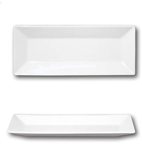 Assiette rectangulaire porcelaine blanche - L 34 cm - Kimi