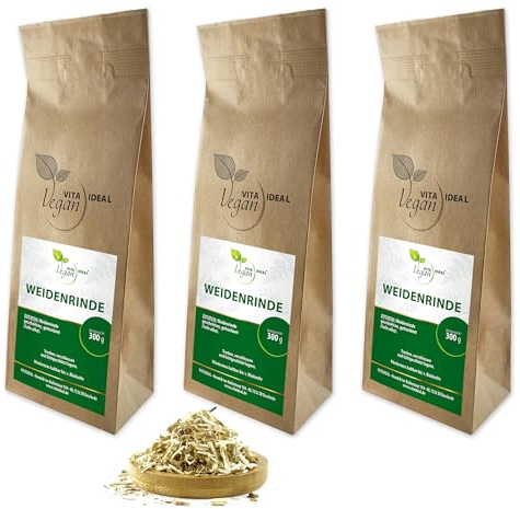 VITA IDEAL Vegan® WEIDENRINDE 3x 300g geschnitten & getrocknet - Salix caprea - Weiderinde - Weidenrinde - WEIDEN - RINDE Kräuter Tee & Aufguss, ohne Zusatzstoffe.