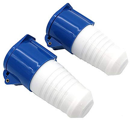 POFET 2Pcs Power Plus 32AMP Socket 220-250 Volt 3 Pin (IP44) Prises de couplage - Bleu