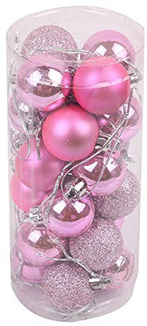 HshDUti 24 Pieces 30mm Christmas Balls Decoration Shatterproof Christmas Tree Baubles Mini Christmas Hanging Ball for Holiday Wedding Party Decoration Christmas Ornament Xmas Gifts Pink#1