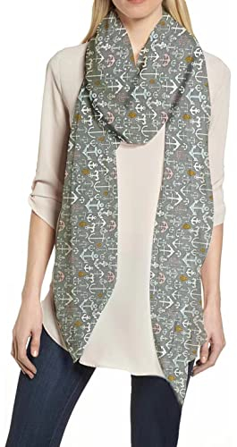 Lina & Lily Damen Schal Tuch mit Anker (Grau)