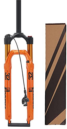 VPPV Forcella Ammortizzata per Bici da MTB 27,5 29 Pollici, Lega di Magnesio 1-1/8” Tubo Dritto Telecomando Forcelle Anteriori per Bici 120 mm (Colore : Orange, Size : 27.5 inch)