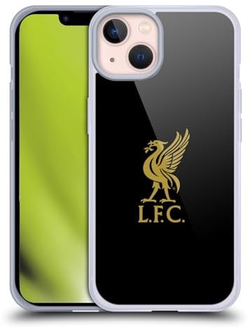 Head Case Designs Officially Licensed Liverpool Football Club Gold Logo On Black Liver Bird Soft Gel Case Compatible With Apple iPhone 13