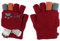 AfinderDE Kinder Fausthandschuhe Mädchen Jungen Abnehmbare Klappe Strickhandschuhe Fäustlinge Fingerhandschuhe Fingerlos Halb Handschuhe Winterhandschuhe Rot 3