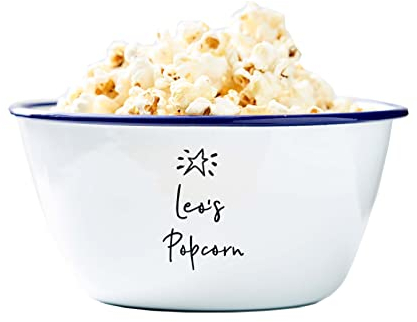 Children's Personalised Popcorn Bowl/Birthday Gift For Children/Children's Snack Bowl (Large Bowl, Star Design, Blue Rim)