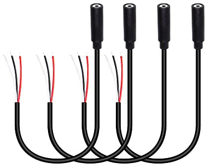 RIIEYOCA Conector hembra de 2,5 mm a cable de audio estéreo de cable desnudo, conector hembra mono de 3 polos TRS de 2,5 mm a cable de audio de extremo abierto (paquete de 4)