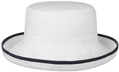 Stetson Lonoke Delave Stoffhut Baumwollhut Freizeithut Sommerhut Sonnenhut Hut Damen/Herren - mit Einfass Frühling-Sommer - XL (60-61 cm) weiß