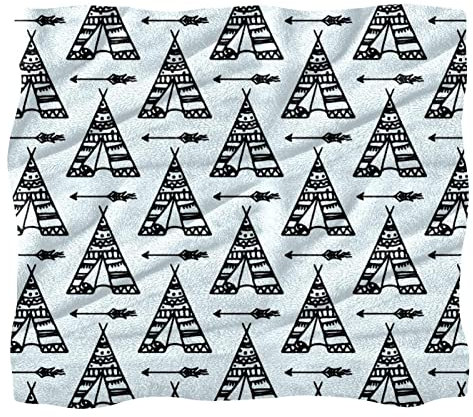 Fleece-Überwurfdecke für Couch, Sofa oder Bett, gemütliche, weiche Decken, blaues Boho-Tipi-Muster
