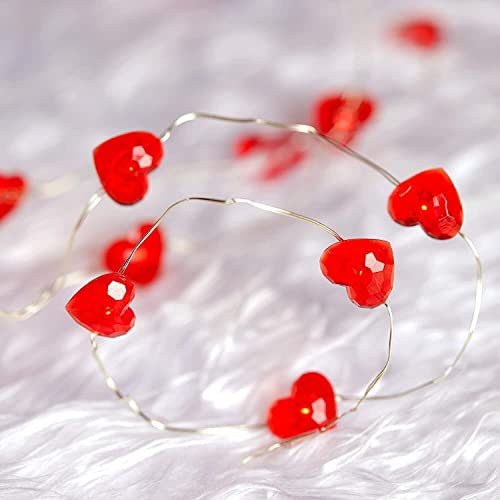 Quickdraw 10 Red Heart LED Fairy String Lights – 1.2m Battery-Operated Romantic Decor for Valentine's Day, Bedroom, Wedding, Party – Indoor Decorative Lighting