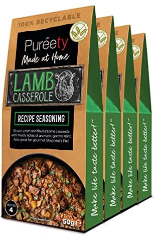 Pureety | GLUTEN FREE Lamb Casserole Recipe Seasoning | Restaurant quality meals made at home | One pack serves four | x 4 packs