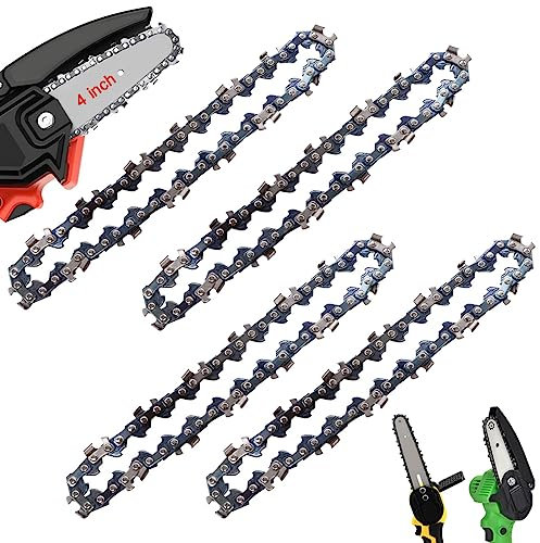 Seamaka 4 cadenas de motosierra de 4 pulgadas, cadena de sierra guía de repuesto de 4 pulgadas y 1/4 pulgadas para mini motosierra eléctrica inalámbrica portátil para corte de ramas de madera O-083-4