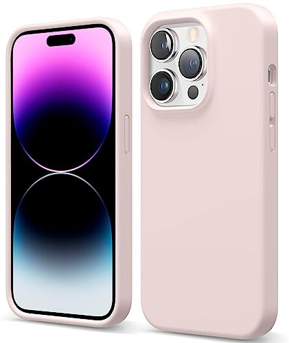 CoolGadget Silikon Hülle für iPhone 14 Pro Max Weich mit Mikrofaser Rosa | Qi fähig induktives Laden, farbige TPU Schutzhülle, erhöhter Kamera und Display Rahmen, matt und griffig