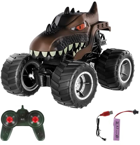 Vusddy Coche teledirigido de dinosaurios para niños, RC Monster Truck para niños a partir de 3, 4, 5 y 6 años, juguete para coche todoterreno con mando a distancia 2,4 G, cumpleaños