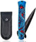 MADSMAUG Single Edged Klappmesser, cool Taschenmesser mit 3D Drache Titanplattiert Prägen Reliefgravur, gute Geschenk Edc Messer für Männer Überleben Camping(blau)