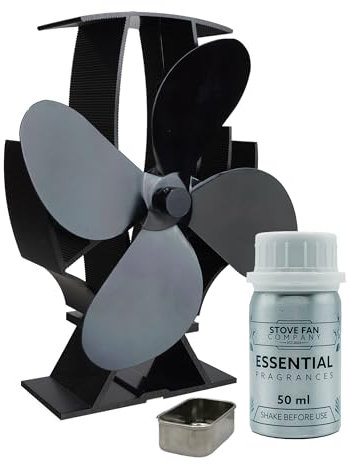 Forest Master - SuperFast Mini Semi-Heated Stove Fan - Compact Heat Circulator for Wood Burners and Fireplaces (Black)