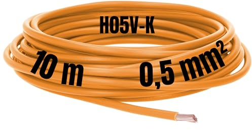 Kalitec 10 Meter H05V-K 0,5 mm² orange Verdrahtungsleitung I Aderleitung flexibel I PVC Einzelader I Litze 0,5mm2 I Verdrahtung feindrätig Einzelleitung I Kabel eindrähtig Schaltdraht