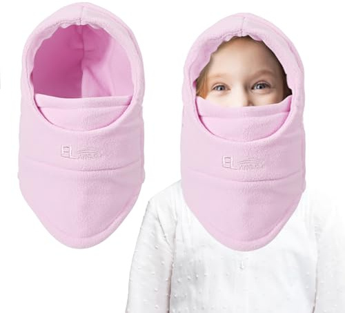 AYPOW Kinder Winter Thermo Fleece Sturmhaube 4-9 Jahre, Multifunktionale Winddichte Verstellbare Gesichtsmaske Skimaske, Warme Mütze Sturmmaske Halswärmer Schal für Jungen Mädchen Outdoor-Aktivitäten