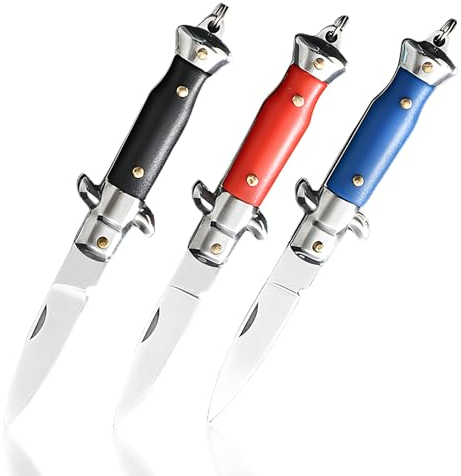 BYZESTY Mini Messer Set, 3 Stück EDC Messer Klein, Schlüsselanhänger Messer, Edelstahl Schlüsselanhänger, Klappmesser Gurtschneider, Mini Klappmesser Geeignet als Brieföffner oder Paketmesser