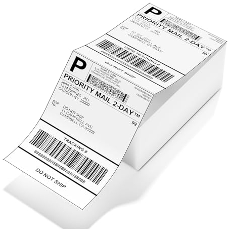 Thermo-Versandetiketten, LabelCenter 4x6 Thermodirekt-Etiketten, Endlosfalten-Versandetiketten, kompatibel mit Etsy, Shopify, Ebay, Amazon, Royal Mail, FedEx, UPS, Packung mit 500