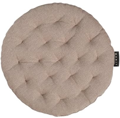 LINUM Pepper Elegantes Rundes Sitzkissen für Indoor und Outdoor Ø 37cm, 100% Baumwolle, Waschbar, Dunkles Taupe