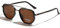 LIGOES TR90 Polarised Sunglasses Retro Square Flattop Sunglasses Double Bridge Full Frame UV400 Lens Glasses, brown