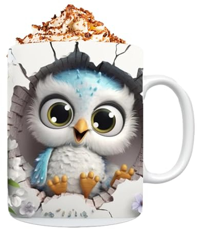 350 ml -Eulen-Tassen, Keramik Kaffeetasse, kreatives visuelles Design Mehrzweck Keramikbecher Neuartige Kaffeetasse Aus Keramik, Feiertags Und Geburtstagsgeschenk Für Kaffee