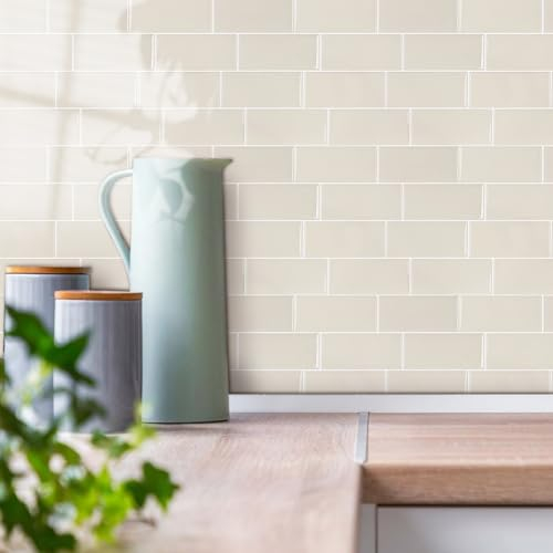 Alwayspon 10 Sheet Brown Cream 3D Vinyl Wall Tile Sticker Transfers, Peel and Stick Self-Adhesive Waterproof Splashback Stick on Tile Decals for Kitchen Bathroom Wall