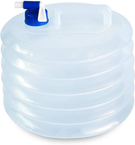 normani Faltbarer Trink-Wasserkanister Falteimer Wasserbehälter mit Hahn für Camping, Outdoor oder Notvorrat 5-25 Liter Farbe 10 Liter -R Größe Transparent