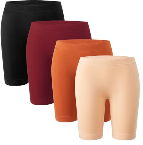 HBselect 4er Damen Kurze Leggings Radlerhose Blickdicht Sporthose Jogginghose Baumwolle für Yoga Joggen Pilates Fitness F XL