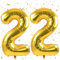 Golden Luftballon 22,Zahlen luftballons,40 Zoll Folienballon 22,101cm Zahlenballon 22 Helium Ballon luftballons 22 Geburtstag für Geburtstagsdeko Kinder Mädchen Junge ﻿