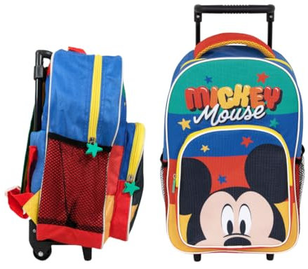 mybagstory - Mochila para niños Trolley - Mickey Mouse - Multicolor - Niño - Escuela - Guardería - Niña - 36 cm - Correas ajustables - Ruedas - Idea de regalo, Mickey Mouse - Multicolor, niño, Clásico