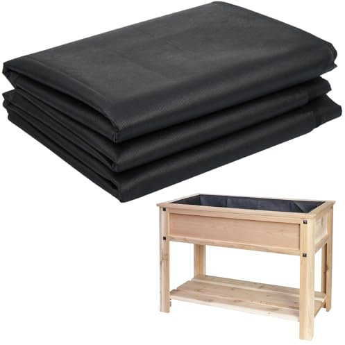 Hlimior 63 x 197 Raised Bed Planter Liner, Non Woven Fabric Liner for Large Veg Trough Breathable Outdoor Wooden Garden Trugs Padding for Vegetable Flowers Seed Plants Pot Basket, Black