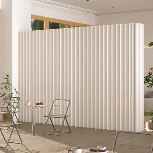 Faltbarer Raumteiler, Akkordeon-Design, Moderner Raumtrenner für Wohnzimmer, Büro, Schlafzimmer und Lounge, Weiß (L500*H180 cm)