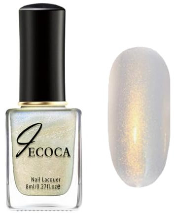 Aurora Pearl Nail Polish - 8ml Golden Glitter Nail Varnish - Chrome Shimmer Mermaid Lacquer Quick Dry Long-Lasting Breathable Varnish - No Need Curing & Easy to Apply