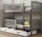 Interbeds Etagenbett Hochbett Stockbett Holzbett Kiefernholz Kinderbett Jugenbett mit Lattenrost und Rausfallschutz (grau + weiß, 200x90)