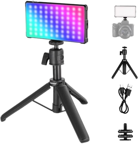 NEEWER BASICS SL90C Full RGB LED Camera Video Light with Desk Tripod Stand