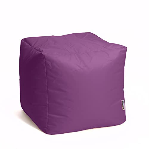 Avalon - Pouf Poggiapiedi CUBO Jive, Puff Poggiapiedi Divano quadrato, Puffo Imbottito in Tessuto Tecnico Resistente e Antistrappo, Comodo e Impermeabile, Made in Italy(45cm-Viola)