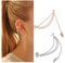 EQLEF 2 Paare Blatt Ohrringe Ohr Manschetten Mädchen Stilvolle Punk Dangle Ohrring Rock Lange Kette Ohrring Quaste Dangle Ohrmanschette Kette Warp Ohrring Silber und Gold Ohrringe