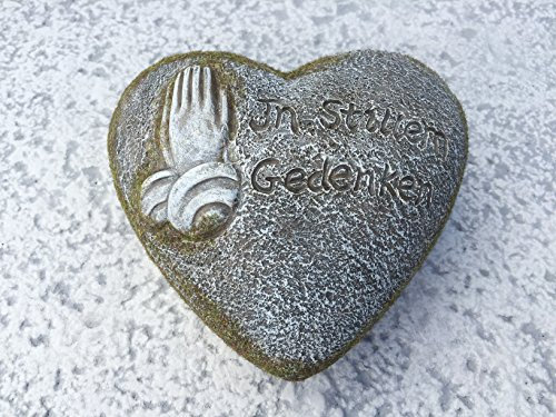 Unbekannt TRAUERHERZ MIT Spruch In stillem Gedenken 14x14x7cm Hände Grabherz Grabschmuck Grabdekoration Friedhof VON DEKOWELT