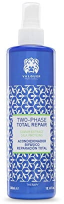 Valquer Acondicionador Bifásico Total Repair Zero. Repara, Suaviza y Nutre el Cabello Dañado y Seco. Hidratación Intensa con Caviar verde y Cápsulas de Algodón. Vegano. 300 ml
