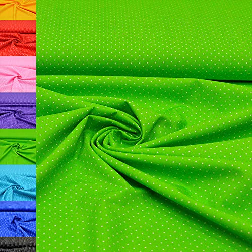 MAGAM-Stoffe Amelie Pünktchen Baumwollstoff Oeko-Tex Meterware 50cm (08. Kiwi-Grün)