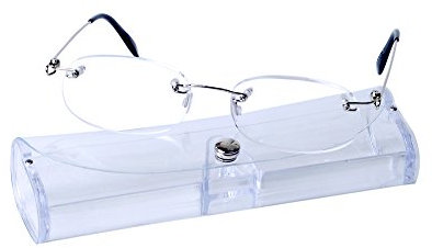 Unisex Rahmenlose Lesebrille für Herren und Damen + 2.5 (60-64 Jahre) Ultraleicht(14g) Klare Linse Presbyopische Gläser mit Etui