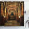 ABAKUHAUS gotisch Duschvorhang, Secret Passage Medieval, Stoffliches Gewebe Badezimmerdekorationsset mit Haken, 175 x 200 cm, Brown und Rot