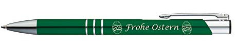 10 Kugelschreiber mit Gravur Frohe Ostern / aus Metall / Farbe: grün