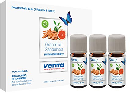 Venta Bio-Duft Grapefruit-Sandelholz, 100 % Natürliche Ätherische Bio-Öle, 3 x 10 ml